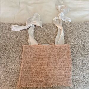 KOCH Chic Pink Knit Top with Ribbon Straps